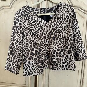 CAbi Animal Print Blouse - Black and Cream